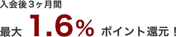 最初の3カ月間は最大1.6%還元